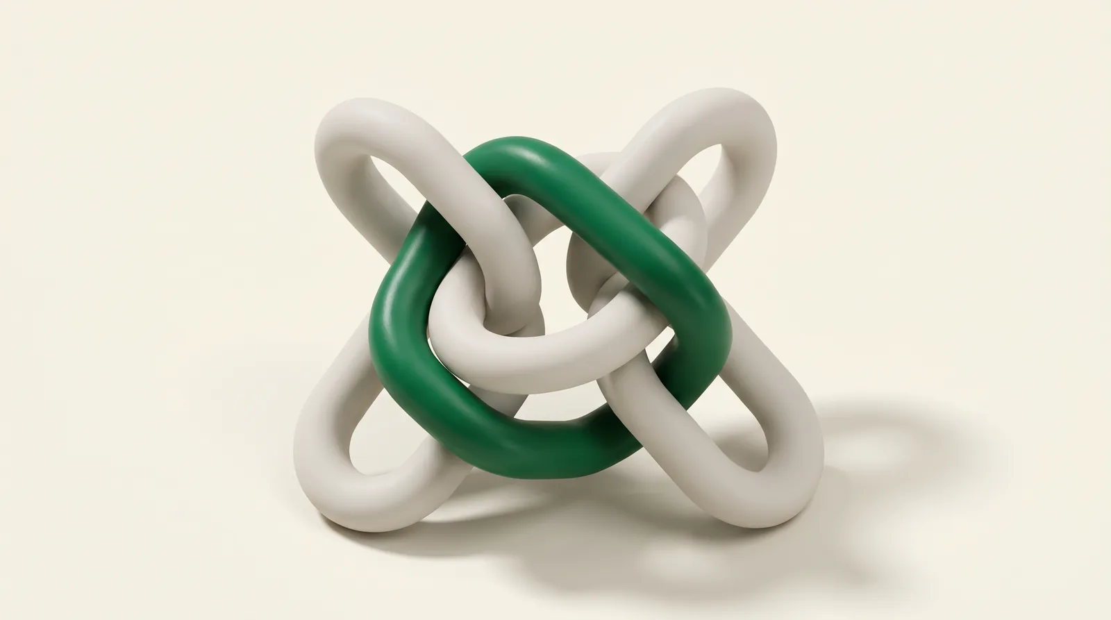 backlink-paket-basic Ineinander verschlungene weiße und grüne Kettenglieder als Sinnbild für das Backlink-Paket